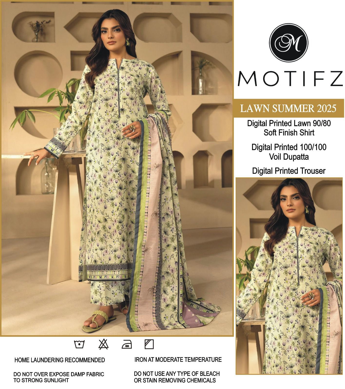 MOTIFZ 3pc Summer Eid Collection Code:PE001 unstiched