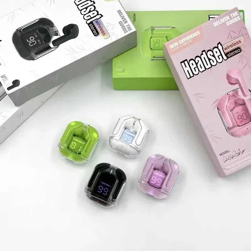 Air 31 Bluetooth 5.3 Wireless In Ear Earbuds Headset Digital Display--BLACK