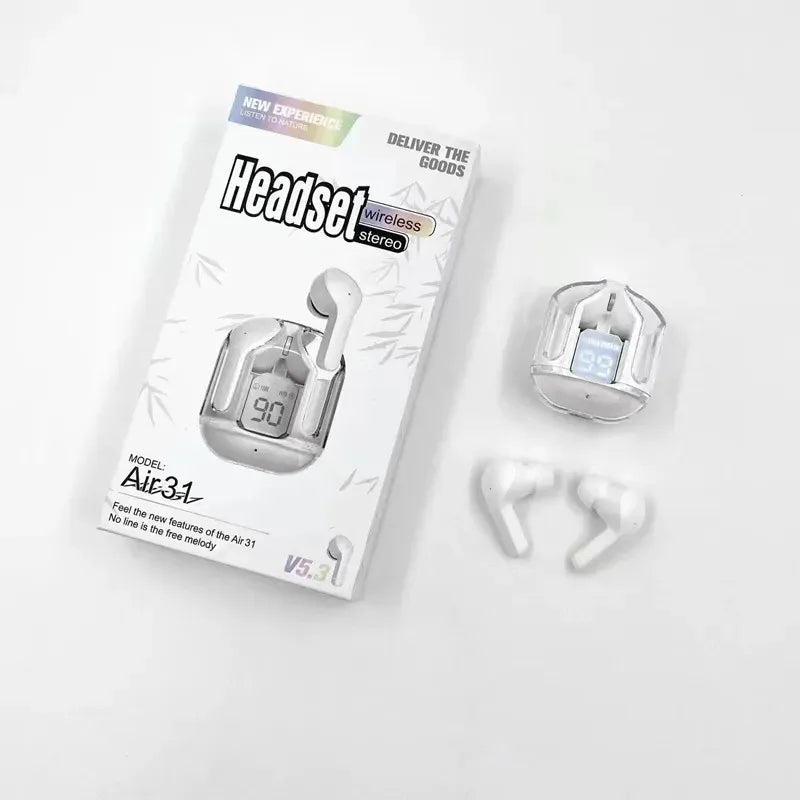 Air 31 Bluetooth 5.3 Wireless In Ear Earbuds Headset Digital Display--BLACK