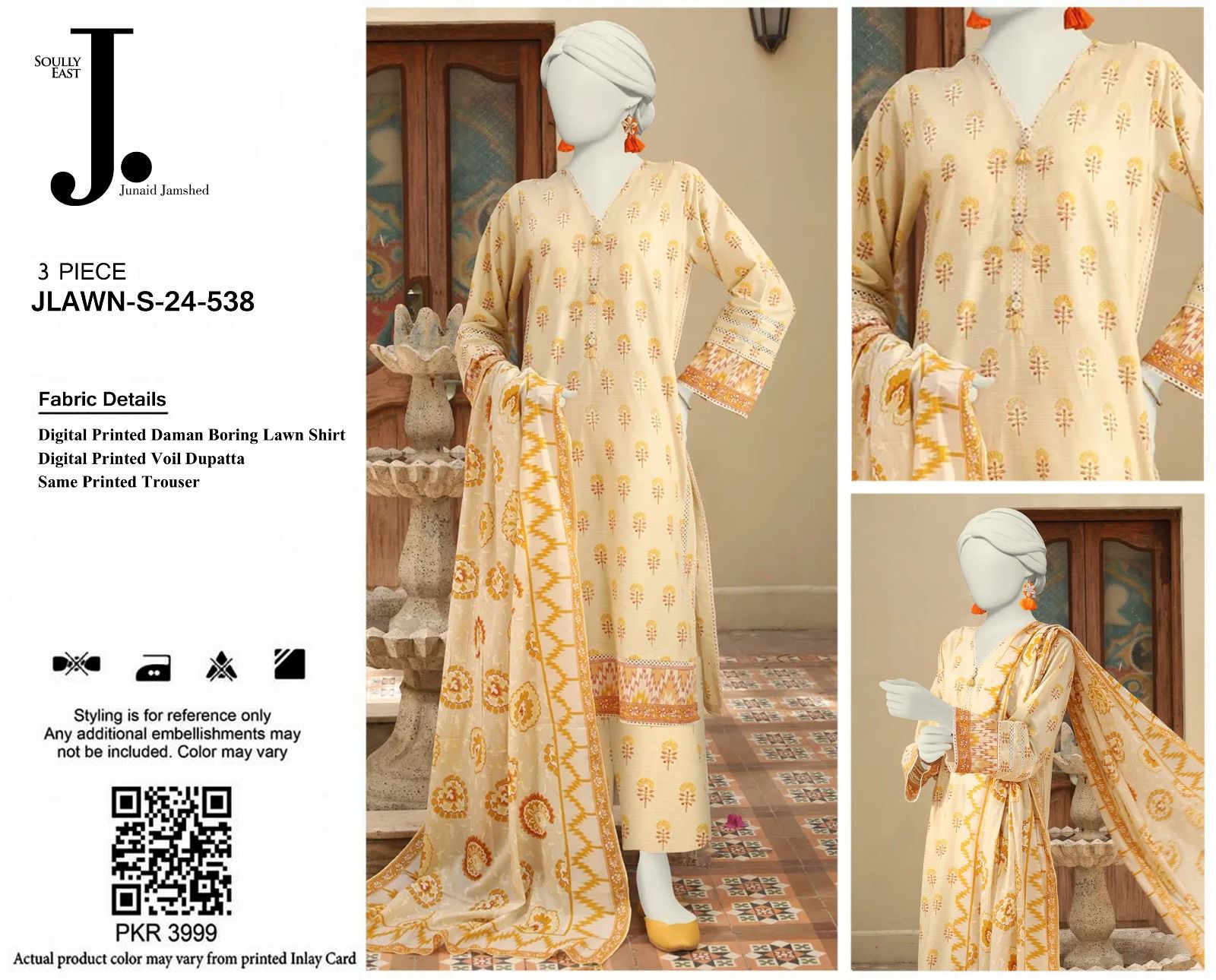 JUNAID JAMSHED 3pc Summer Casual Collection&nbsp; Code:vol1
