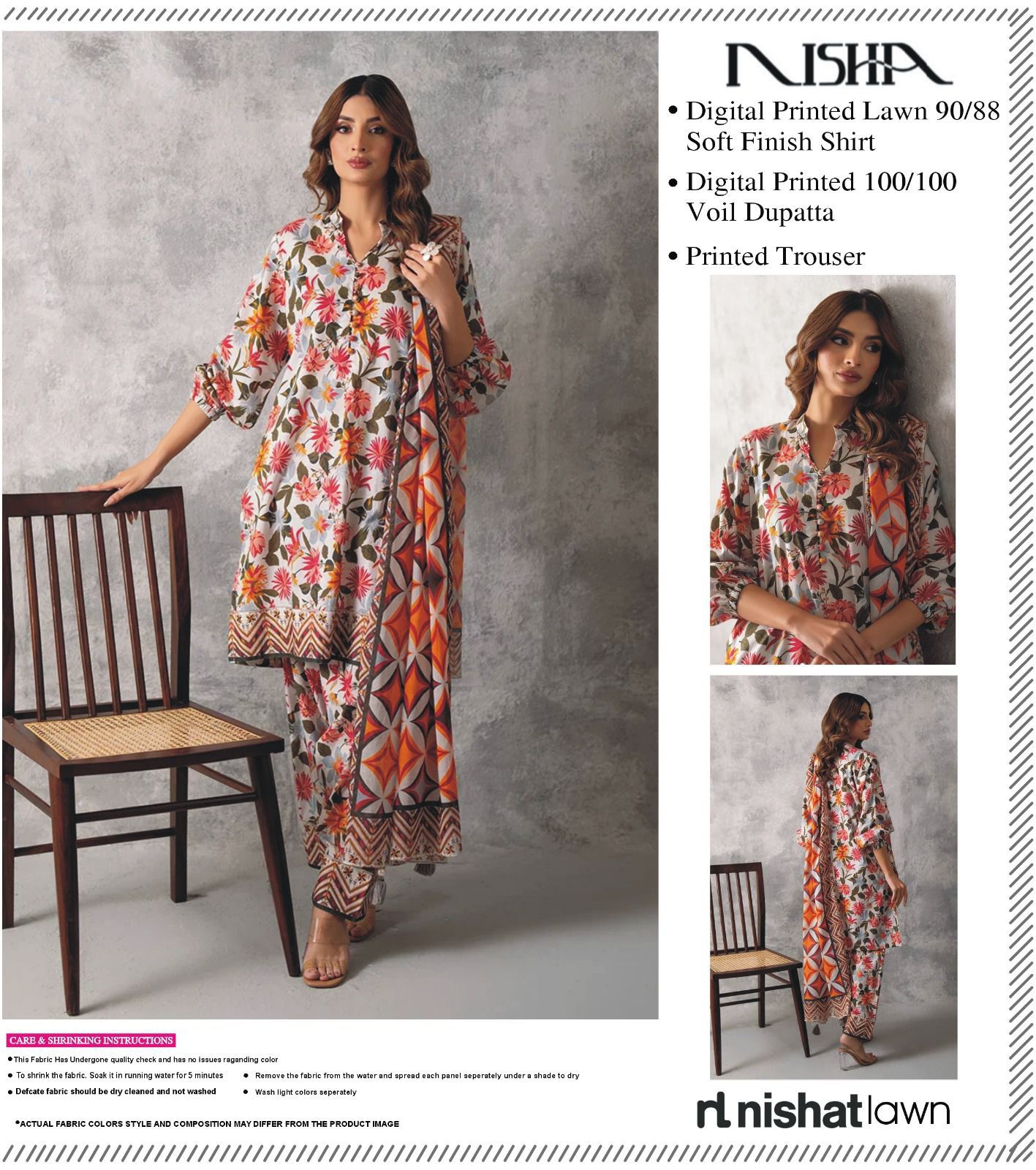 NISHA BY NISHAT 3pc Summer Eid Collection&nbsp; Code:PE001