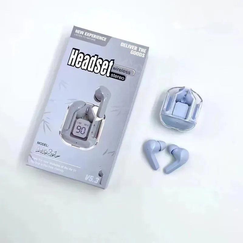 Air 31 Bluetooth 5.3 Wireless In Ear Earbuds Headset Digital Display--BLACK