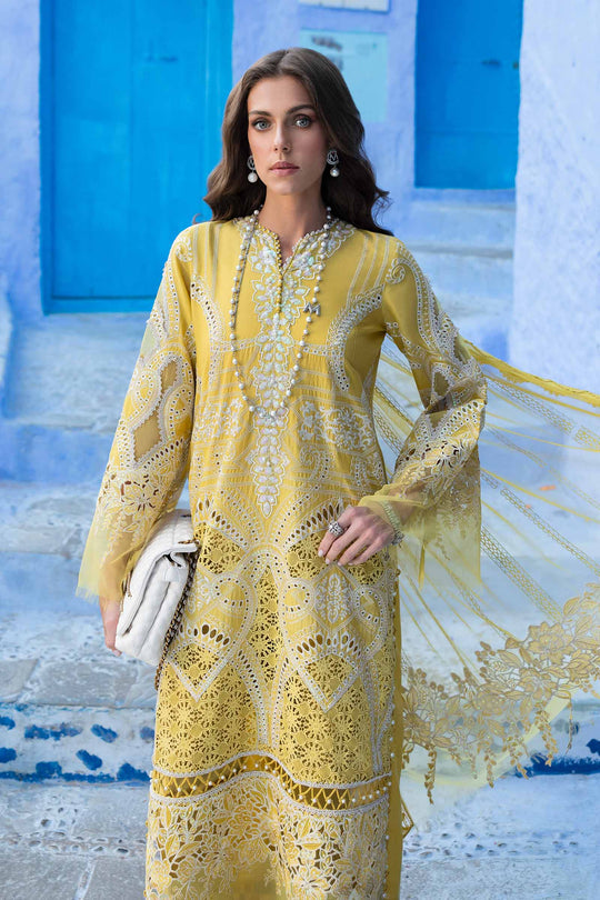 Maria B 3 Piece Unstitched Embroidered Lawn Suit  12-A