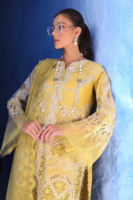 Maria B 3 Piece Unstitched Embroidered Lawn Suit  12-A