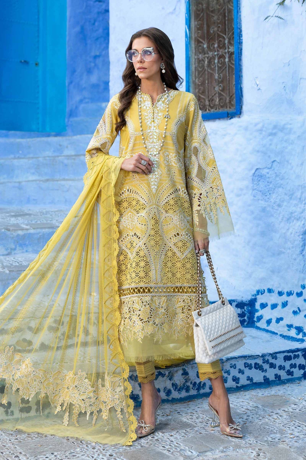 Maria B 3 Piece Unstitched Embroidered Lawn Suit  12-A