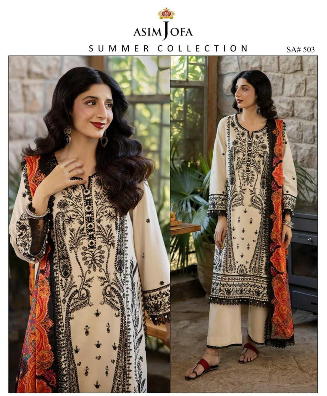 Asim Jofa  AJUW-26 EMBROIDERED VISCOSE 3 PC